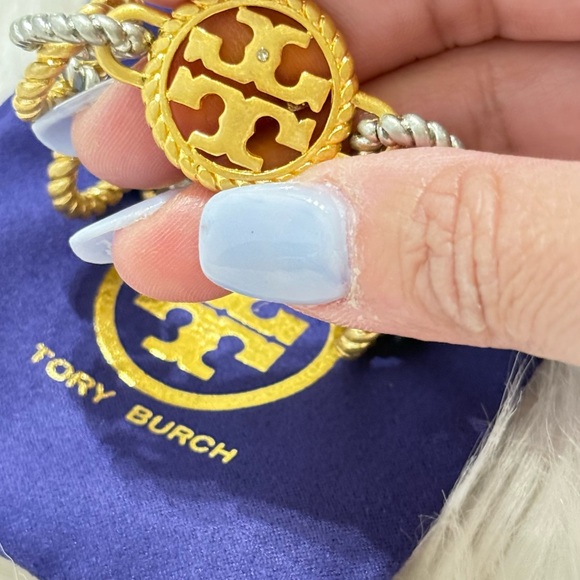Tory Burch Gold and Silver Logo Bracelet - Picture 2 of 3